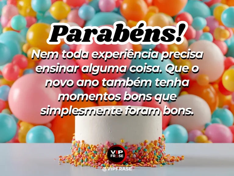 Arte de aniversário sobre aproveitar momentos bons, com bolo simples e celebração tranquila.