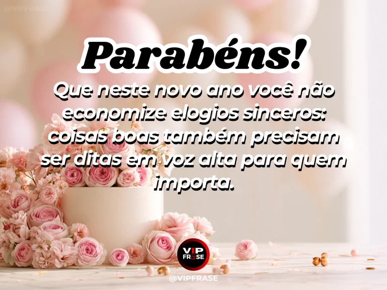 Frase de aniversário sobre dizer coisas boas, com amigos brindando e trocando carinho em uma celebração.