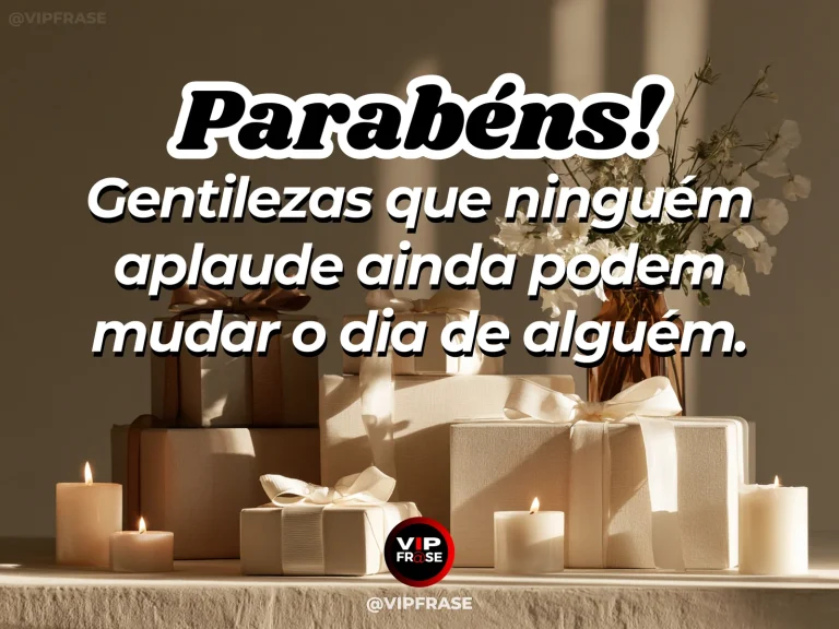 Frase de aniversário sobre gentileza, com flores deixadas discretamente junto a uma porta.