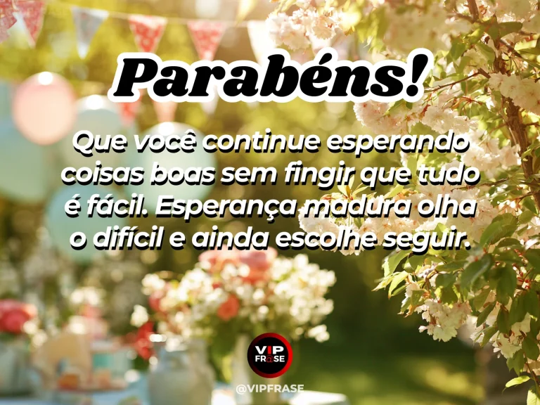 Frase de aniversário sobre esperança madura, com caminho molhado e luz surgindo após a chuva.