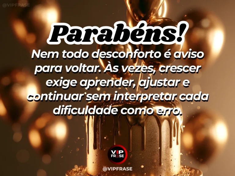 Frase de aniversário sobre coragem e aprendizado, com trilha de pedras e luz ao fundo.