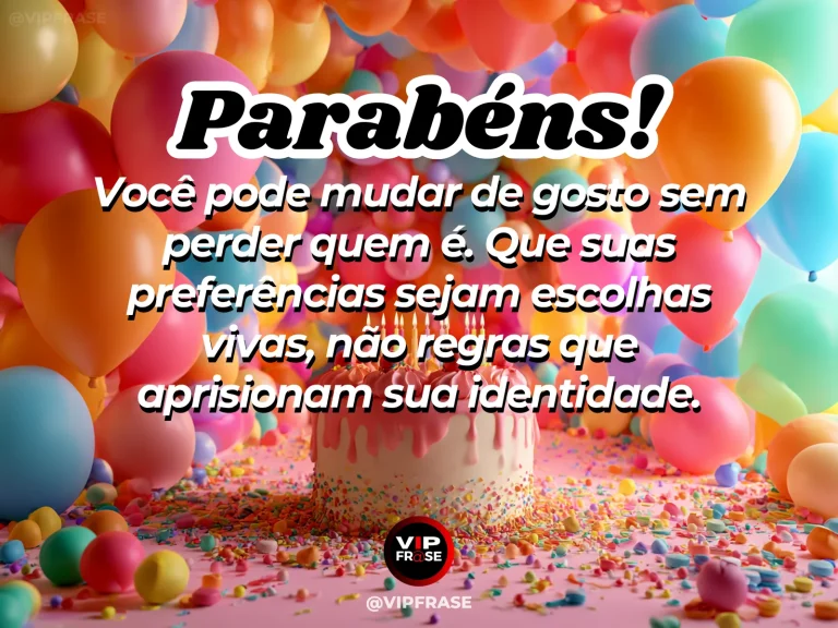 Frase de aniversário sobre sabedoria e identidade, com objetos de estilos diferentes em harmonia.