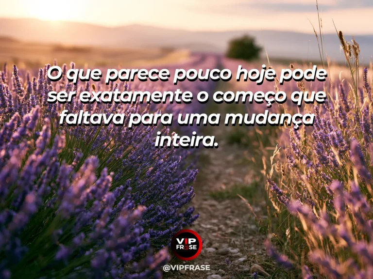 Frase reflexiva sobre recomeco, esperanca com broto verde surgindo em jardim ensolarado cheio de vida.