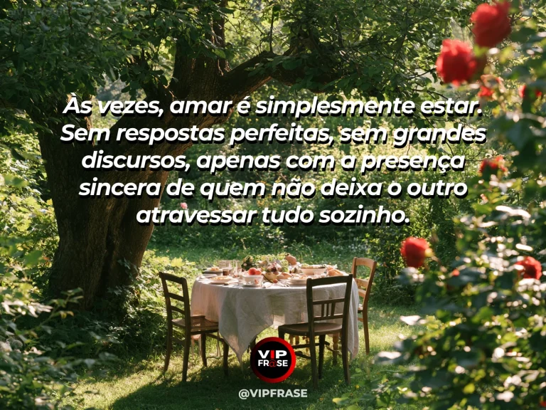 Mensagem de amor sobre presença sincera, com cena acolhedora e emocional.