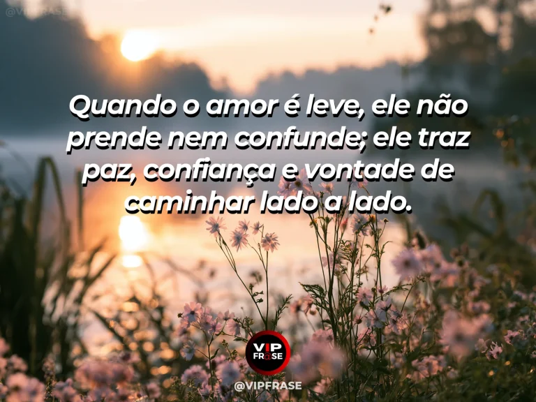 Frase de amor sobre paz e leveza, com fundo sereno em tons pastel.