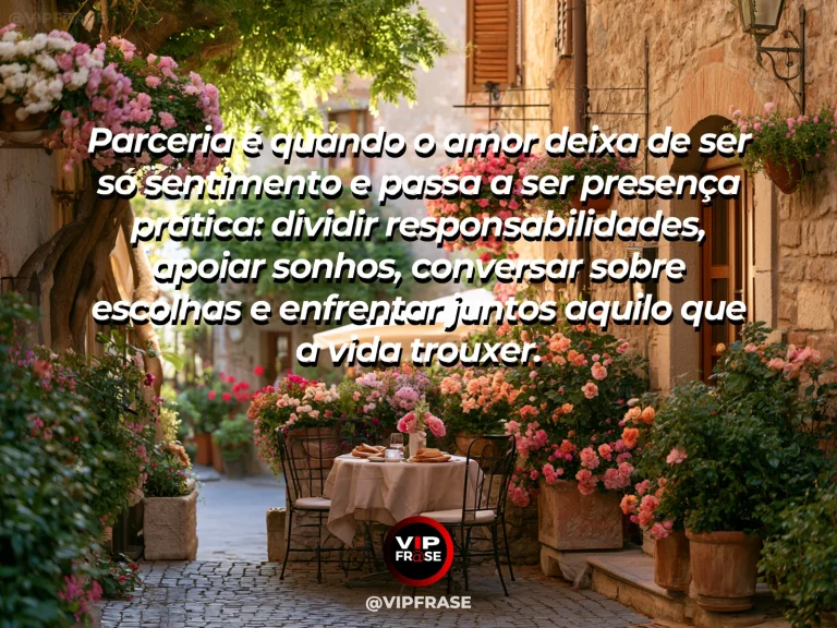 Mensagem de amor sobre parceria, com visual maduro e sensação de construção a dois.