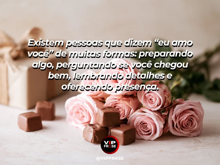 Mensagem sobre carinho como linguagem de amor com mesa preparada e flores.