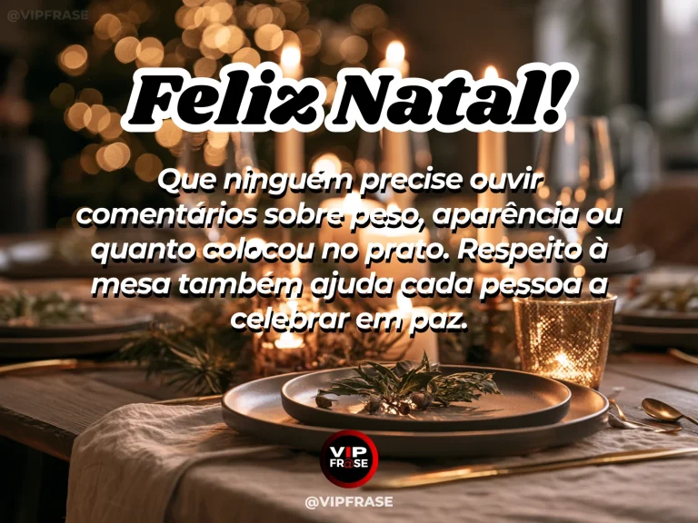 Arte de Natal sobre autoestima, paz, com mesa posta de Natal elegante e acolhedora, com pratos servidos e atmosfera serena.