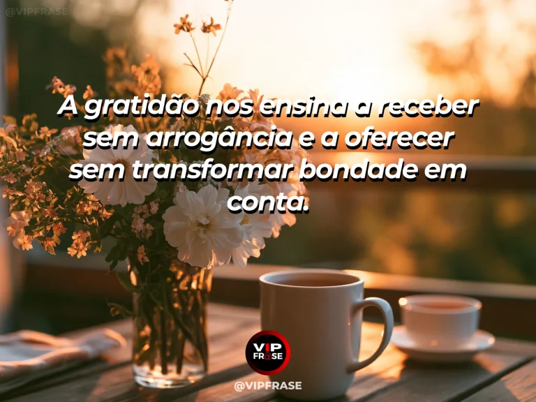 Frase de gratidão com duas mãos trocando um objeto com simplicidade e equilíbrio