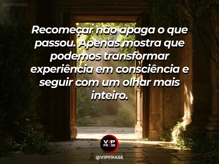 Mensagem reflexiva sobre recomeço, com uma estrada curva seguindo para um horizonte luminoso depois da chuva, com céu azul se abrindo.