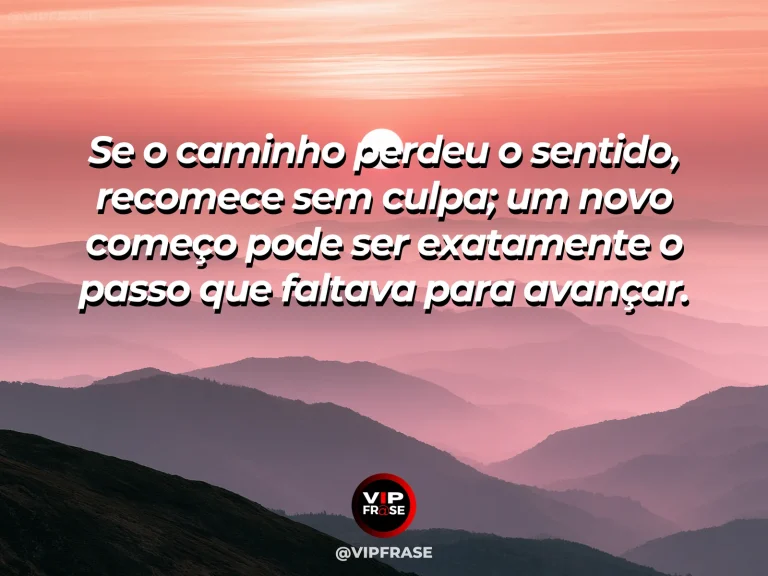 Frase motivacional sobre recomeço com estrada seguindo por uma nova direção.