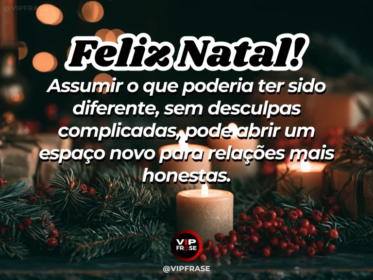 Frase de Natal sobre desculpas, em cena natalina acolhedora e elegante.