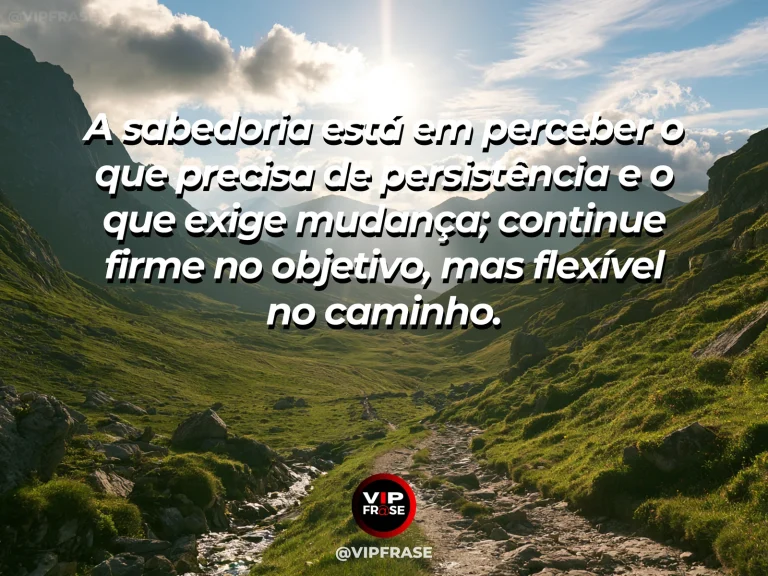 Frase motivacional sobre sabedoria com trilha contornando uma rocha e seguindo ao objetivo.