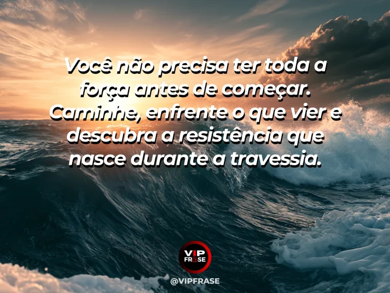 Arte motivacional sobre força, pessoa atravessando uma ponte suspensa em meio às montanhas, reforçando resistência adquirida no percurso.