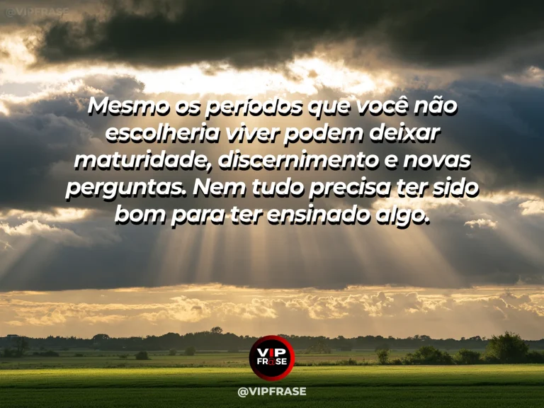 Mensagem de reflexão sobre sabedoria e superacao, com paisagem após chuva com sol atravessando nuvens, vegetação brilhante e arco-íris suave, transmitindo aprendizado e renovação.