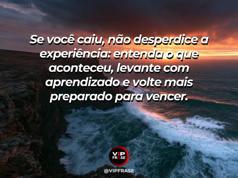 Frase motivacional sobre superação com ciclista retomando o caminho.