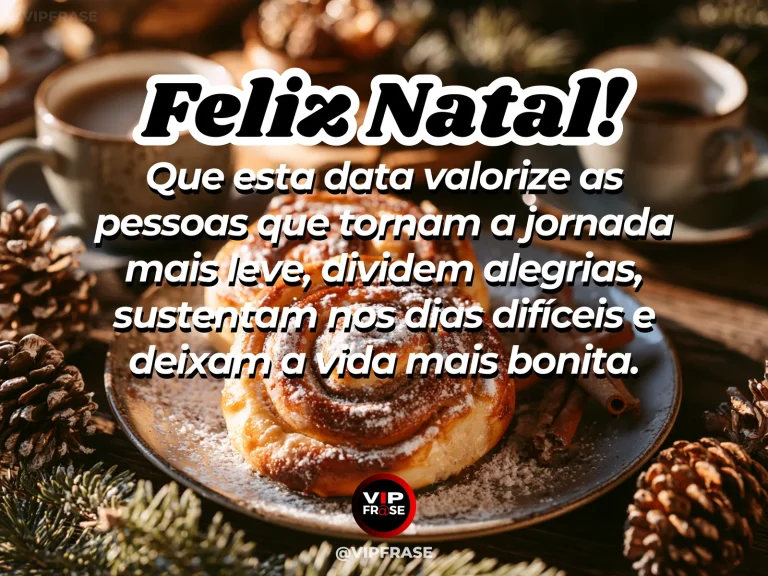 Mensagem de Natal sobre carinho, com duas canecas diante de uma árvore iluminada, manta e luz suave sugerindo companhia.