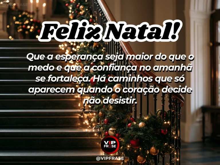 Mensagem de Natal sobre esperanca, confianca, com ponte iluminada por pequenas luzes natalinas atravessando uma paisagem ao amanhecer.
