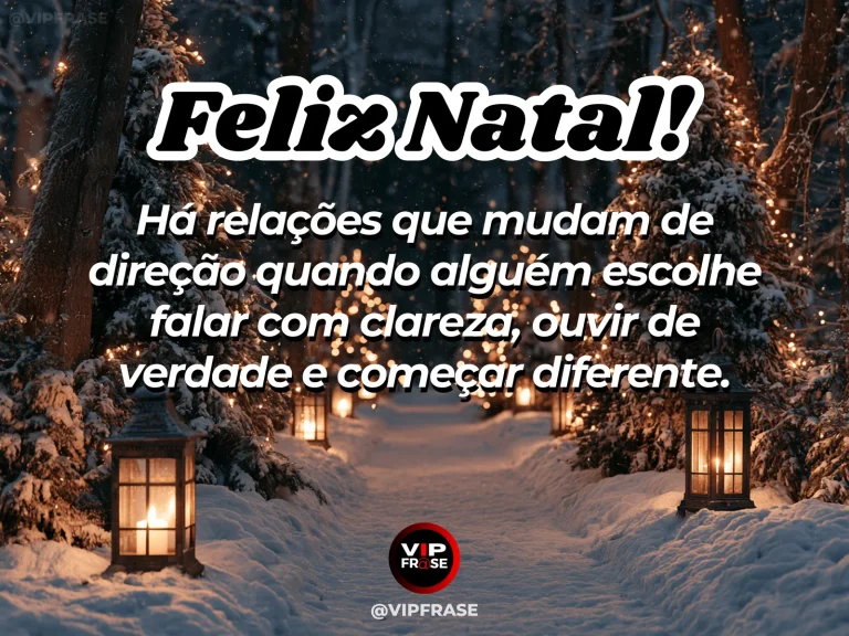 Frase de Natal sobre recomeco, em cena natalina acolhedora e elegante.