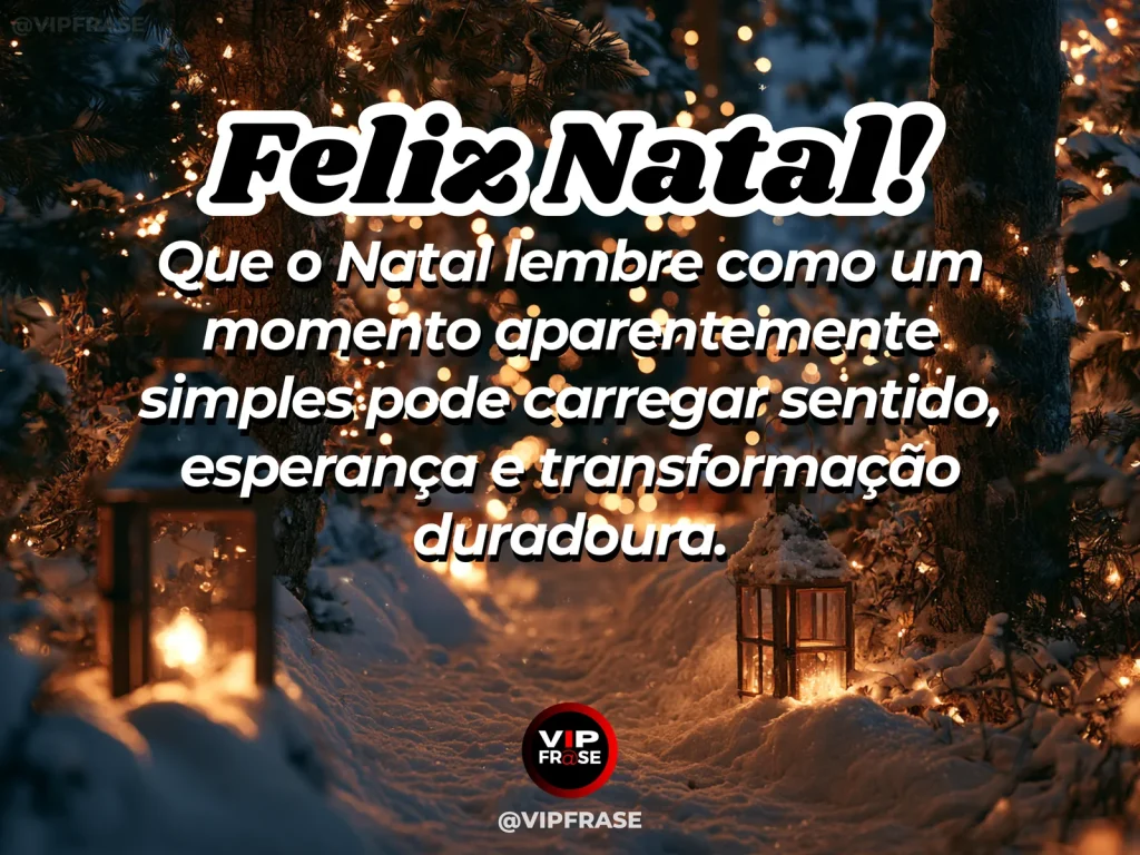 Frase de Natal sobre uma noite simples que muda caminhos, com estrada sob céu estrelado e luz ao longe.