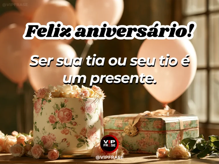 Mensagem de aniversário para sobrinha sobre familia, com elegant birthday gift wrapped.