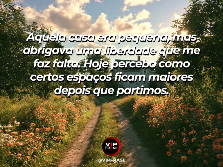 Mensagem sobre saudade, com casinha ensolarada com jardim florido e varanda acolhedora.