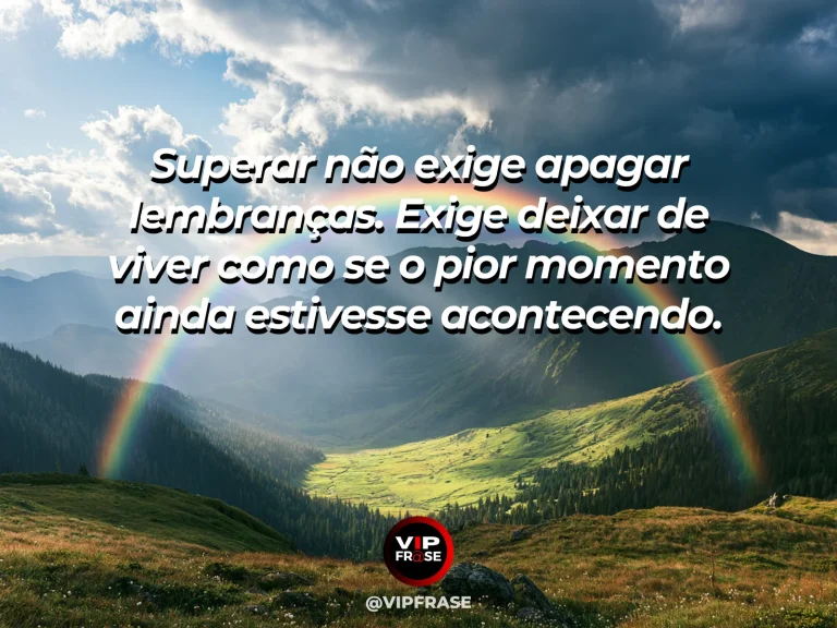 Mensagem de superação com jardim ainda marcado pela chuva enquanto o sol retorna, simbolizando lembrança sem permanência da dor.