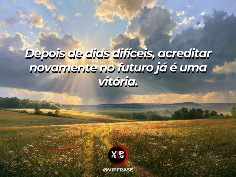 Frase de superação em sunlight returning after heavy clouds over a lake.