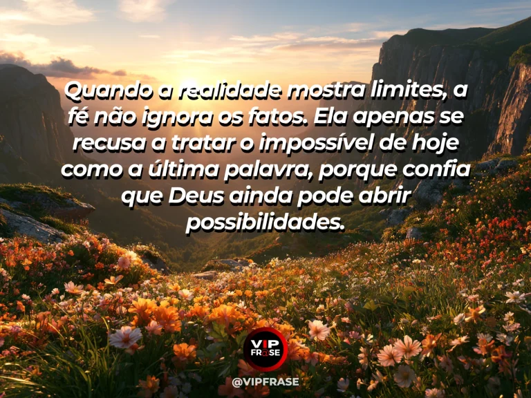 Mensagem de fé sobre fé e esperança diante dos limites, com cânion amplo com abertura luminosa ao fundo.