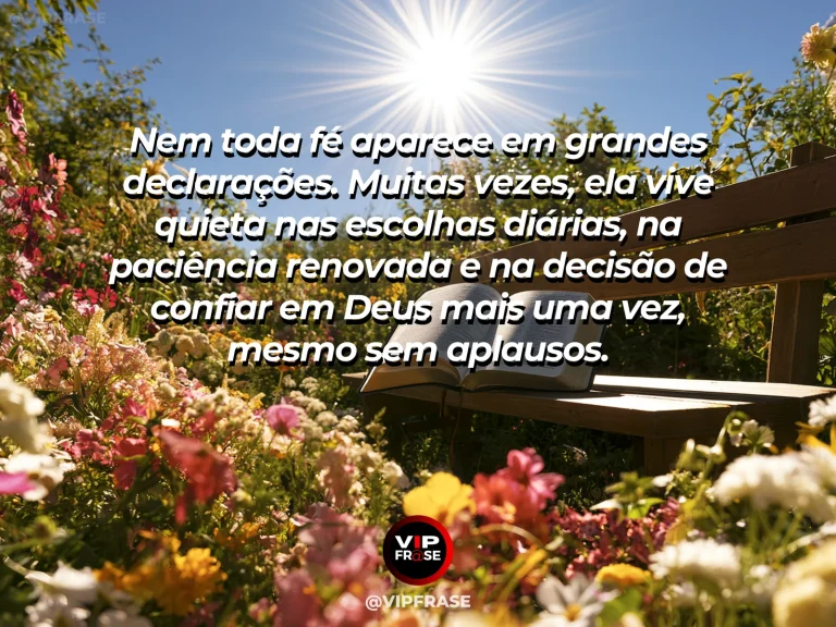 Mensagem de fé sobre força silenciosa da fé, com campo de trigo ao amanhecer coberto por gotas de orvalho.
