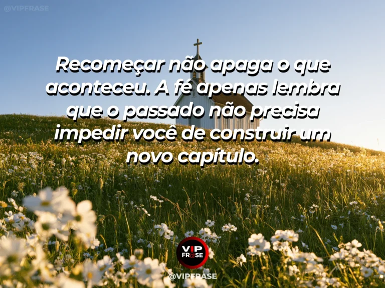 Frase de fé sobre coragem para recomeçar, com estrada sinuosa entre montanhas floridas na primavera.