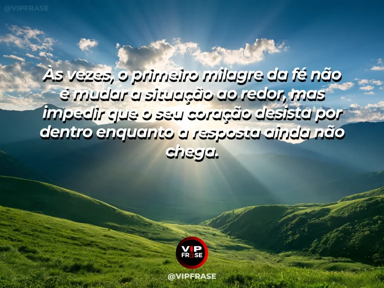 Frase de fé sobre força do coração durante a espera, com cerrado florido após a chuva com nuvens abrindo para a luz.