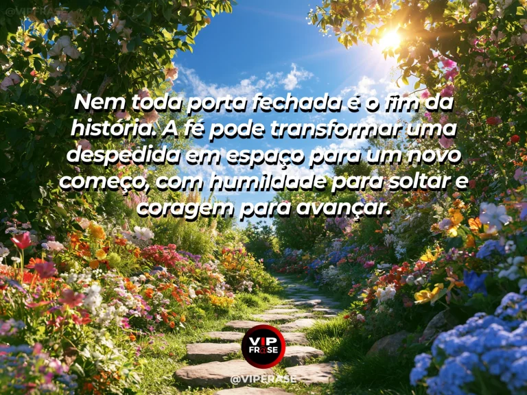Mensagem de fé e recomeço em uma trilha verde iluminada depois da chuva.