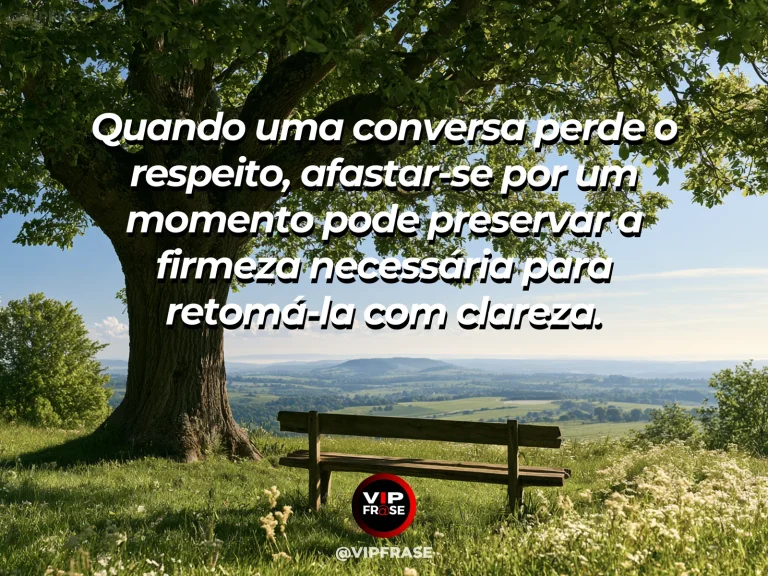 Mensagem de força sobre a firmeza de interromper uma discussão, com pátio de pedra com arcos e espelho de água sereno.
