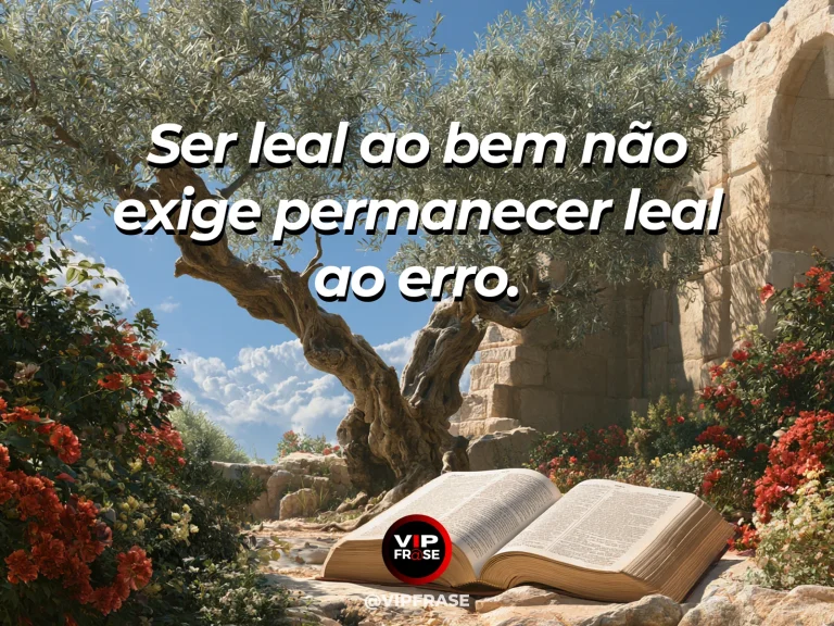 Frase de força sobre a lealdade que importa, com oliveira centenária viva diante de muros antigos deteriorados.