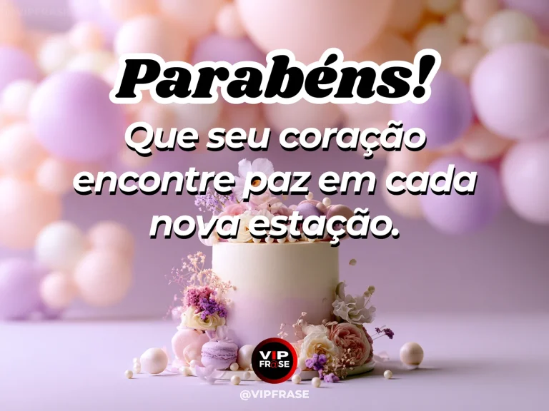 Mensagem de aniversário para esposa sobre paz interior, com flores e luz natural.