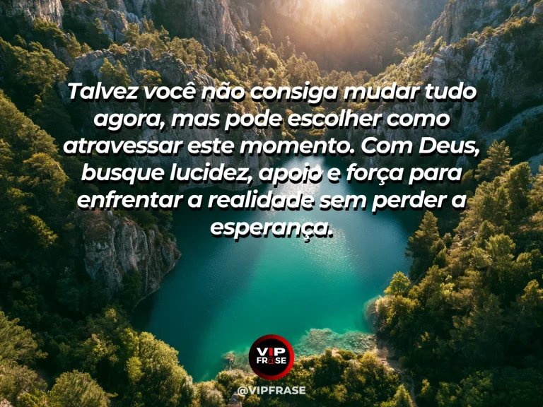 Mensagem sobre Deus com ponte firme atravessando rio turbulento rumo a vale iluminado.