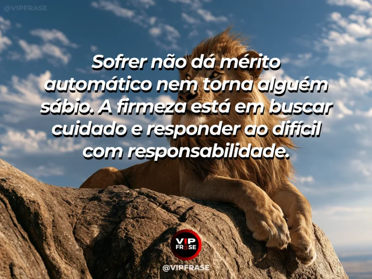 Frase de força sobre a recusa de glorificar a dor, com pinheiro centenário e flores alpinas iluminados depois da chuva.
