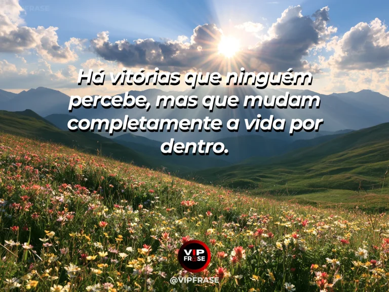 Frase de superação em quiet sunrise over a meadow with soft fog.