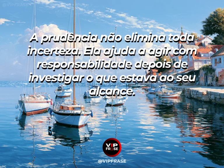 Frase de sabedoria sobre decisões responsáveis na incerteza, com farol branco em costa de mar azul sereno sob céu aberto.