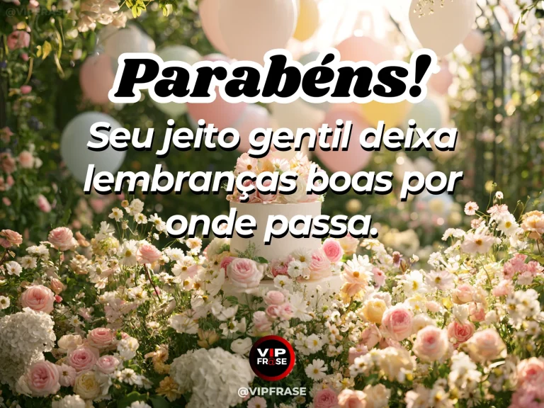Mensagem de aniversário para alguém especial sobre a gentileza que fica na memória, com flores de primavera ao longo de trilha.