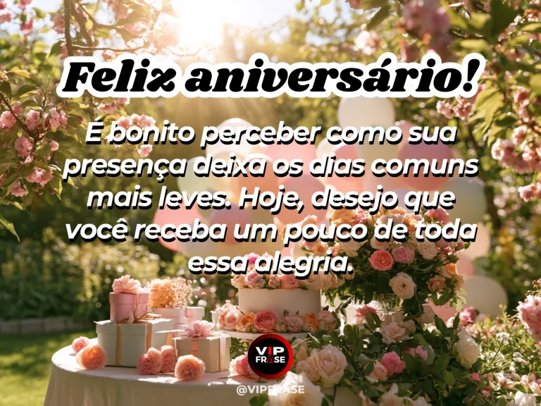 Mensagem de aniversário para alguém especial sobre a pessoa que melhora os dias comuns, com rua arborizada em tarde de sol.