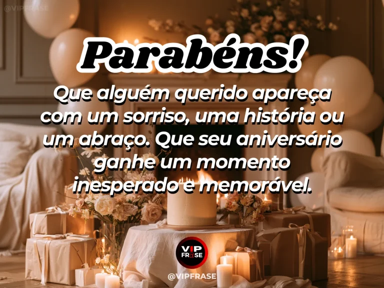 Mensagem de aniversário para alguém especial sobre a surpresa de uma visita querida, com varanda acolhedora com duas cadeiras, bolo e flores.