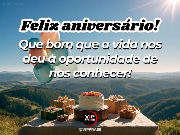 Mensagem de aniversário para alguém especial sobre alegria em saber que você existe, com paisagem de campo com céu luminoso.