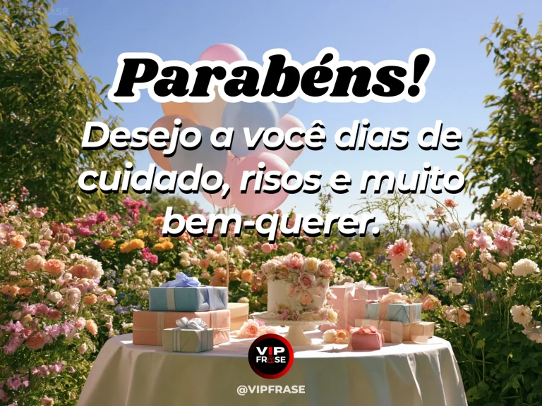 Mensagem de aniversário para alguém especial sobre bons desejos ditos de coração, com pequeno buquê em jarra de cerâmica.
