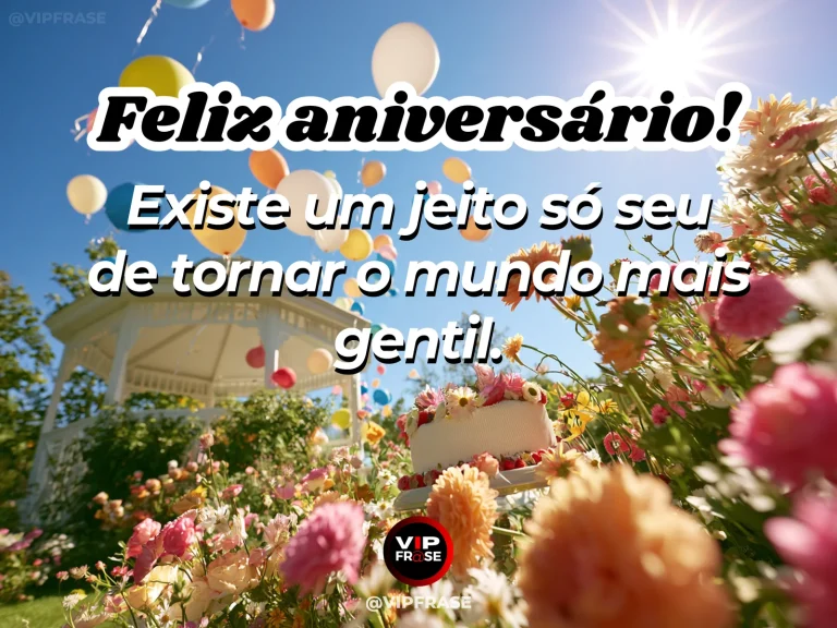 Mensagem de aniversário para alguém especial sobre felicidade para alguém singular, com flores silvestres em campo ensolarado.
