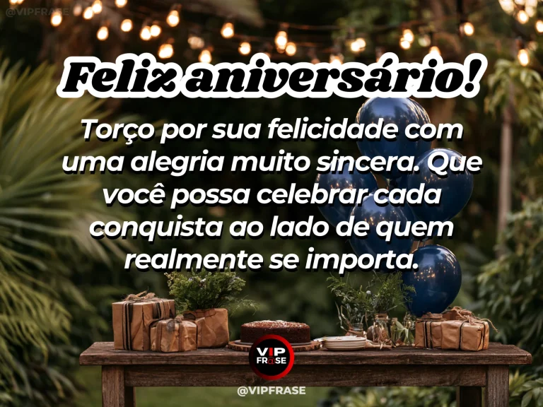 Mensagem de aniversário para alguém especial sobre o prazer de torcer por você, com campo com flores e montanhas suaves.