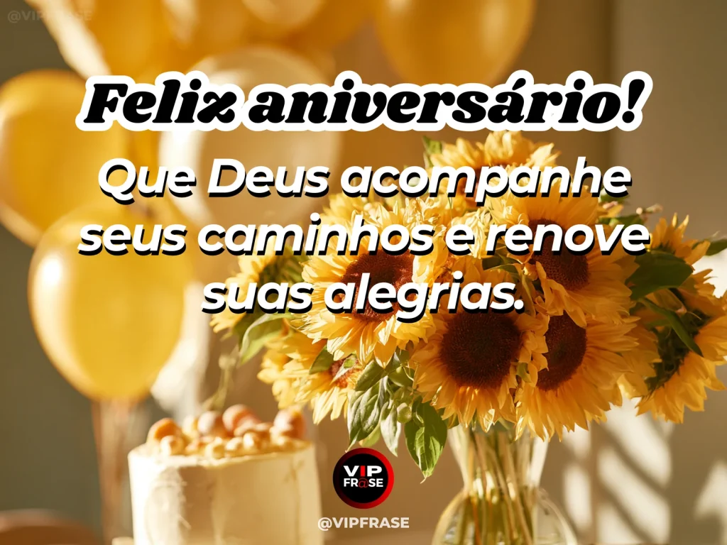Mensagem de aniversário sobre bênçãos de Deus, com caminho florido.