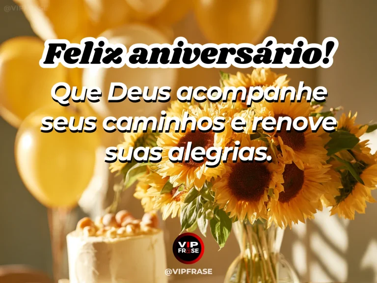 Mensagem de aniversário sobre bênçãos de Deus, com caminho florido.