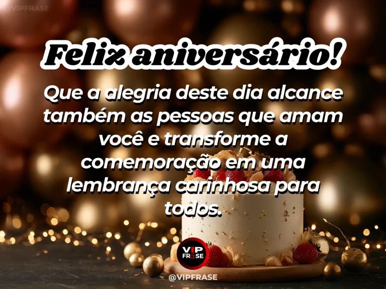 Mensagem de aniversário sobre família, com mesa de festa em família.